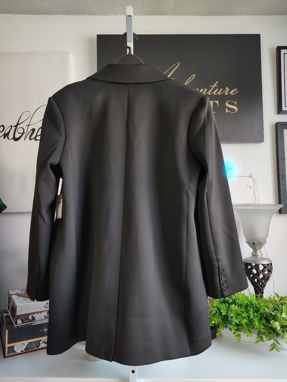 Good American Scuba Double Breasted Longline Coat Black 2XL NWOT GJK0156 - Picture 3 of 7